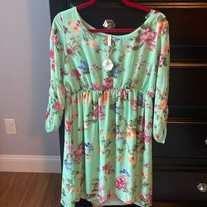 PinkBlush Maternity Mint Floral Chiffon Dress size XL
